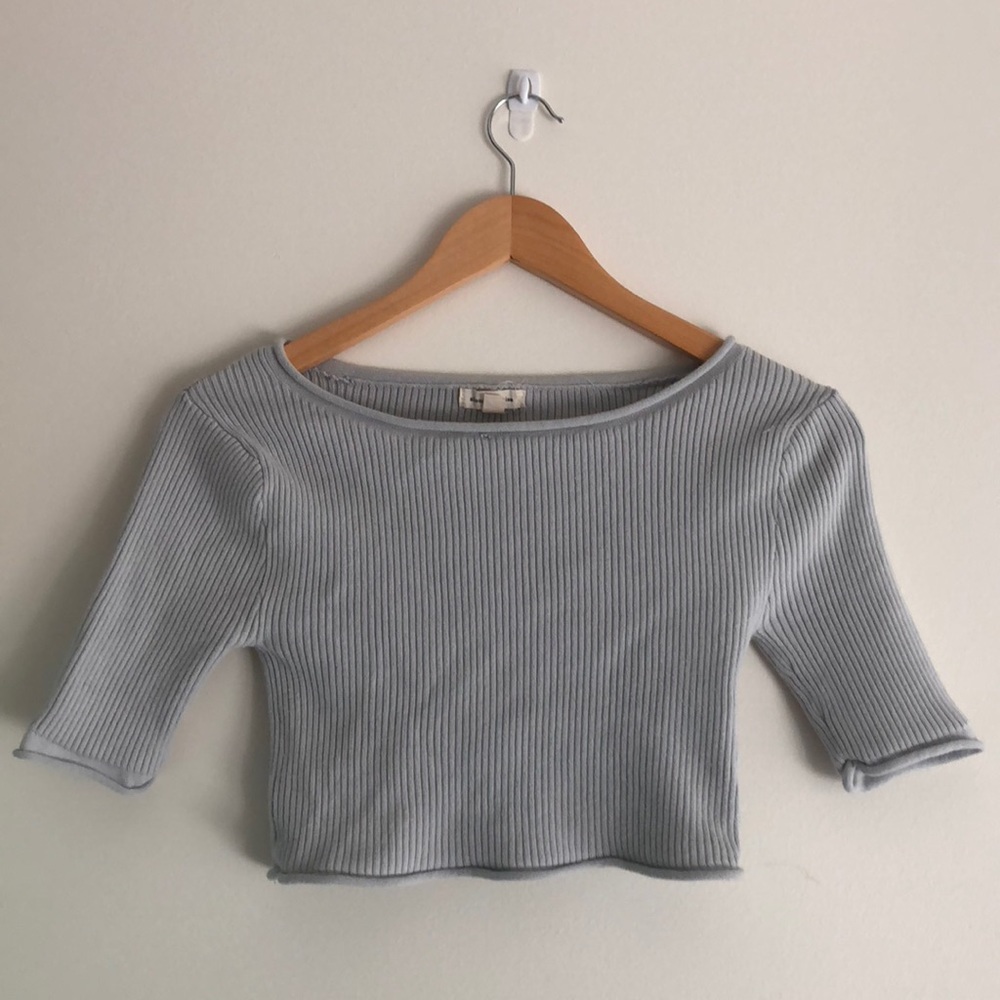 Silence and noise light blue sweater crop top